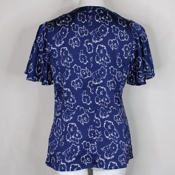 Banana Republic Navy Floral Short Sleeve Blouse - Picture 5 of 9